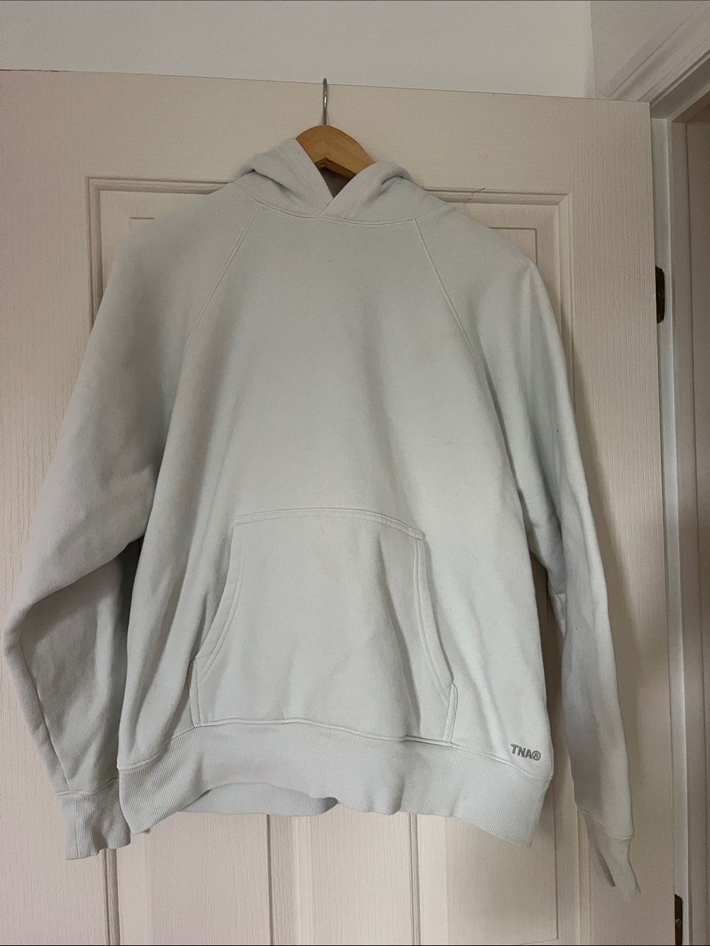 TNA Cozy Fleece Mega Raglan Light Green Hooded Sweatshirt